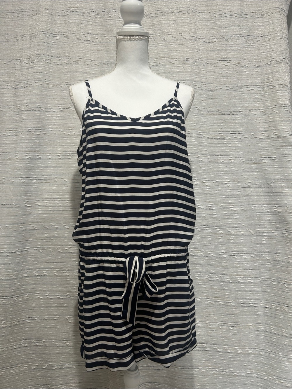 J. Crew Navy & White Striped Spaghetti-Strap Romper